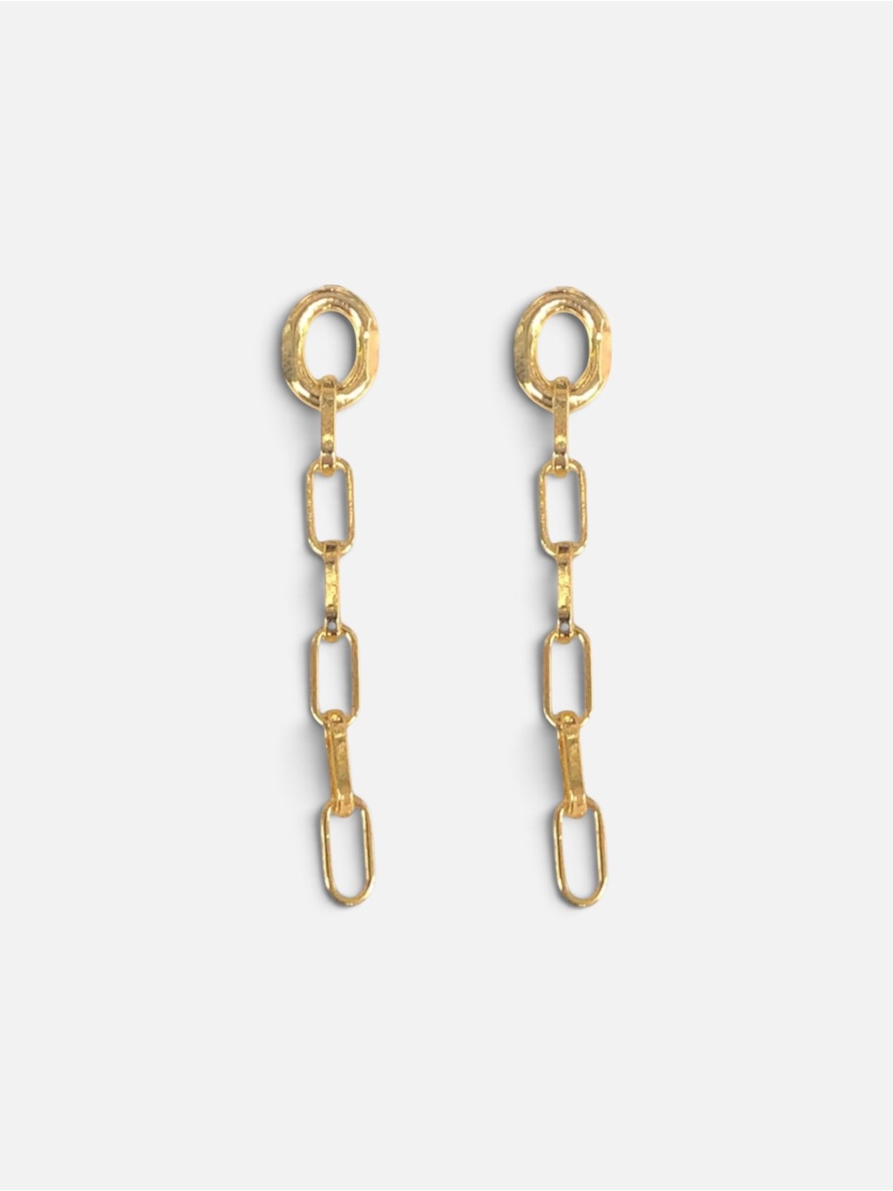 18k Gold Plated Dangle Link Chain Drop Earrings